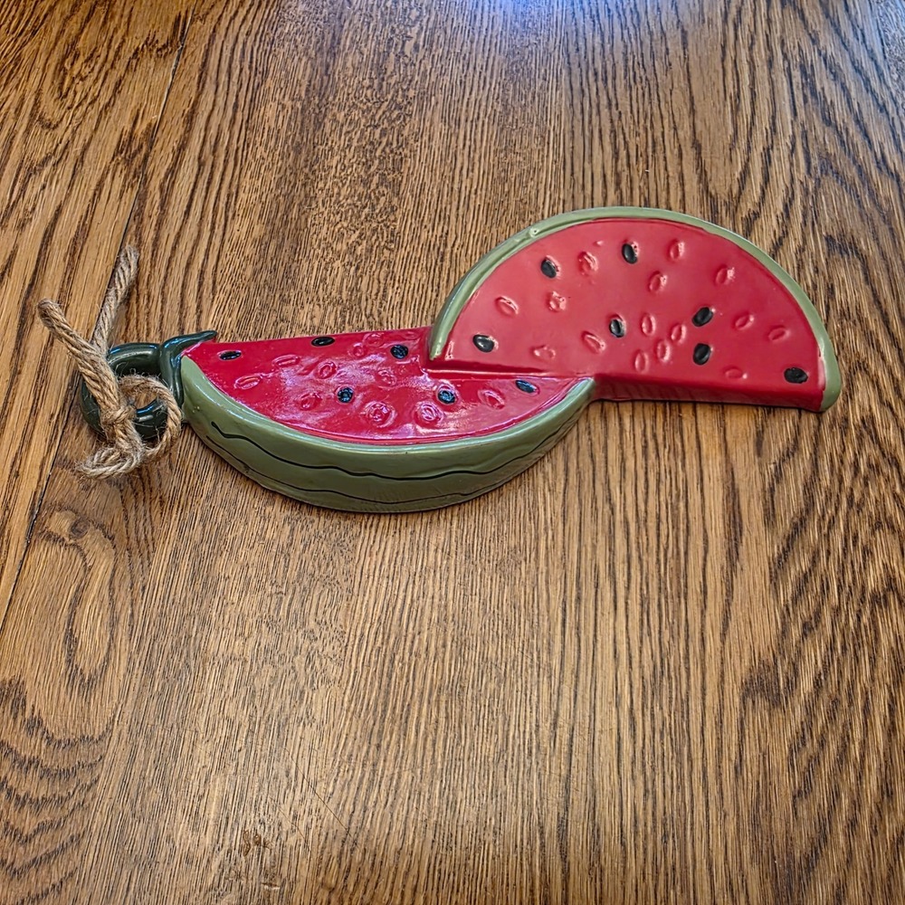 Ceramic Watermelon Slices Wall Hanging Decor Fruit Red Green Summer 4th of July - Picture 4 of 8